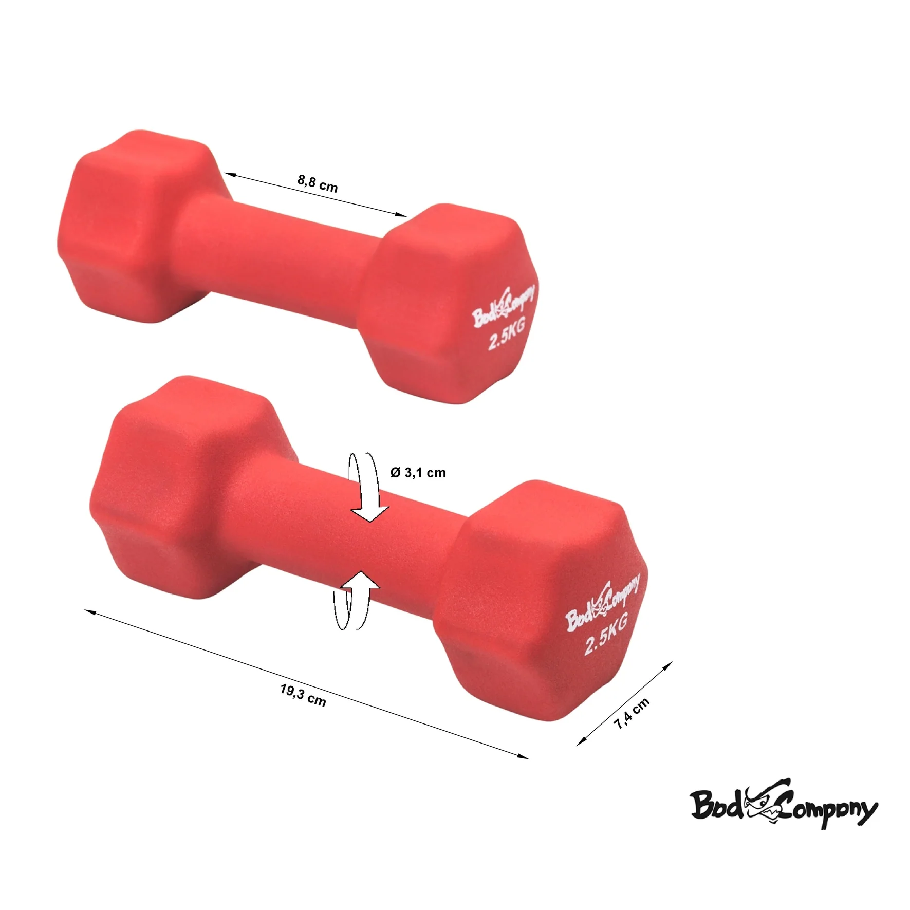 5Kg (2x2,5) Neopren Gymnastik Hanteln Hantel Gewichte Hantel-Set - Image 5