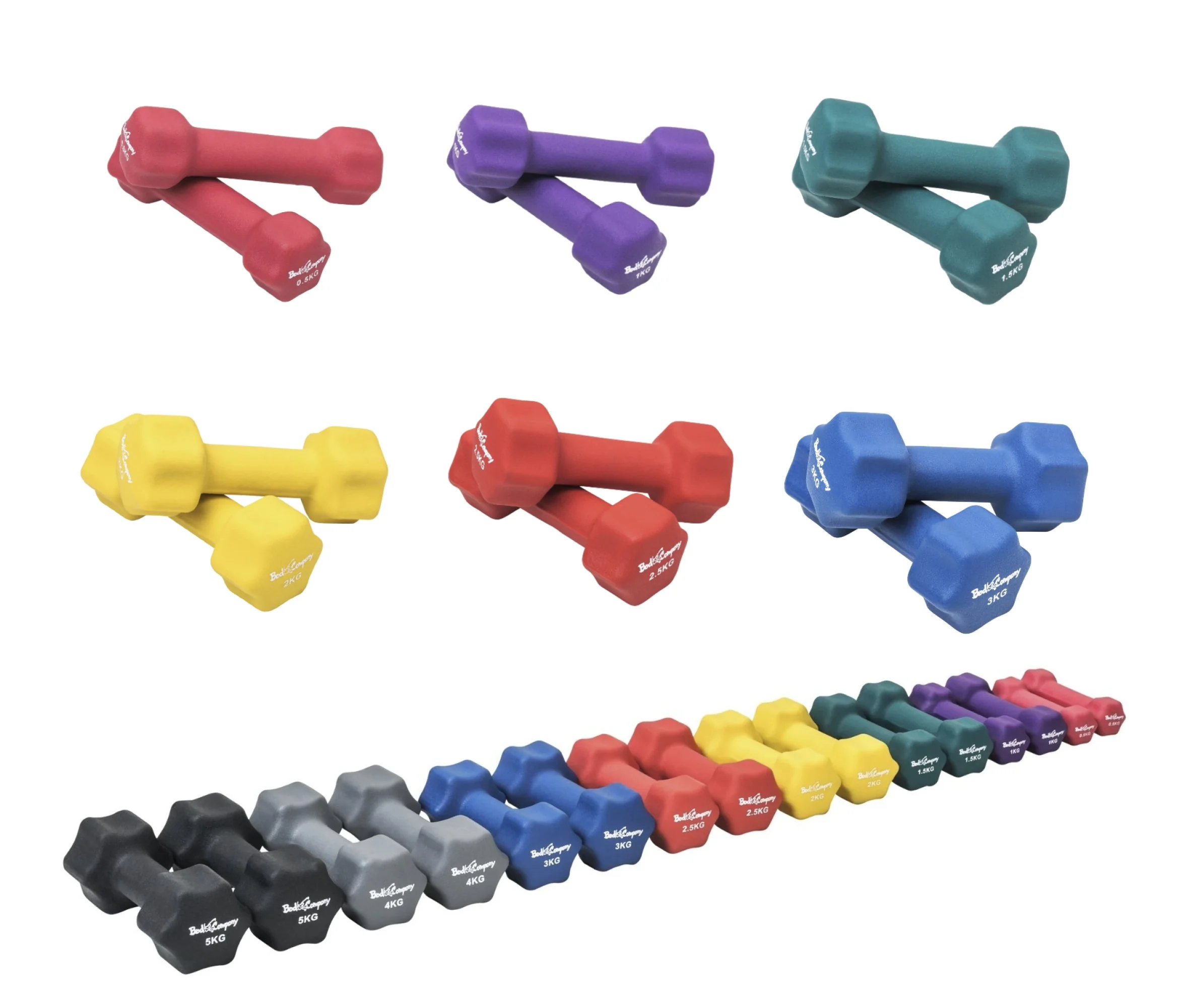 21Kg (2x0.5, 2x1, 2x1.5, 2x2, 2x2.5, 2x3) Neopren Gymnastik Hanteln