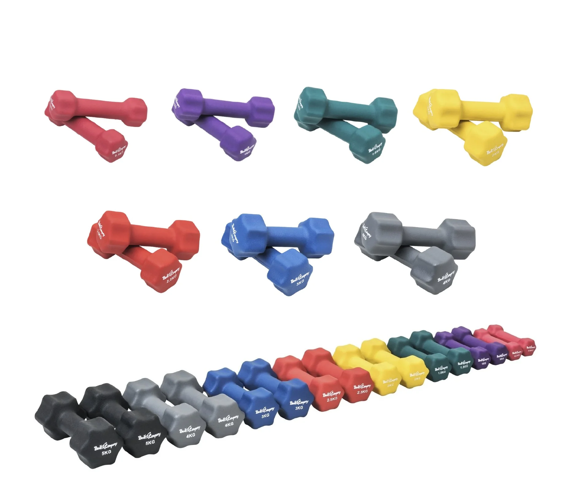 29Kg (2x0.5, 2x1, 2x1.5, 2x2, 2x2.5, 2x3, 2x4) Neopren Hantel-Set