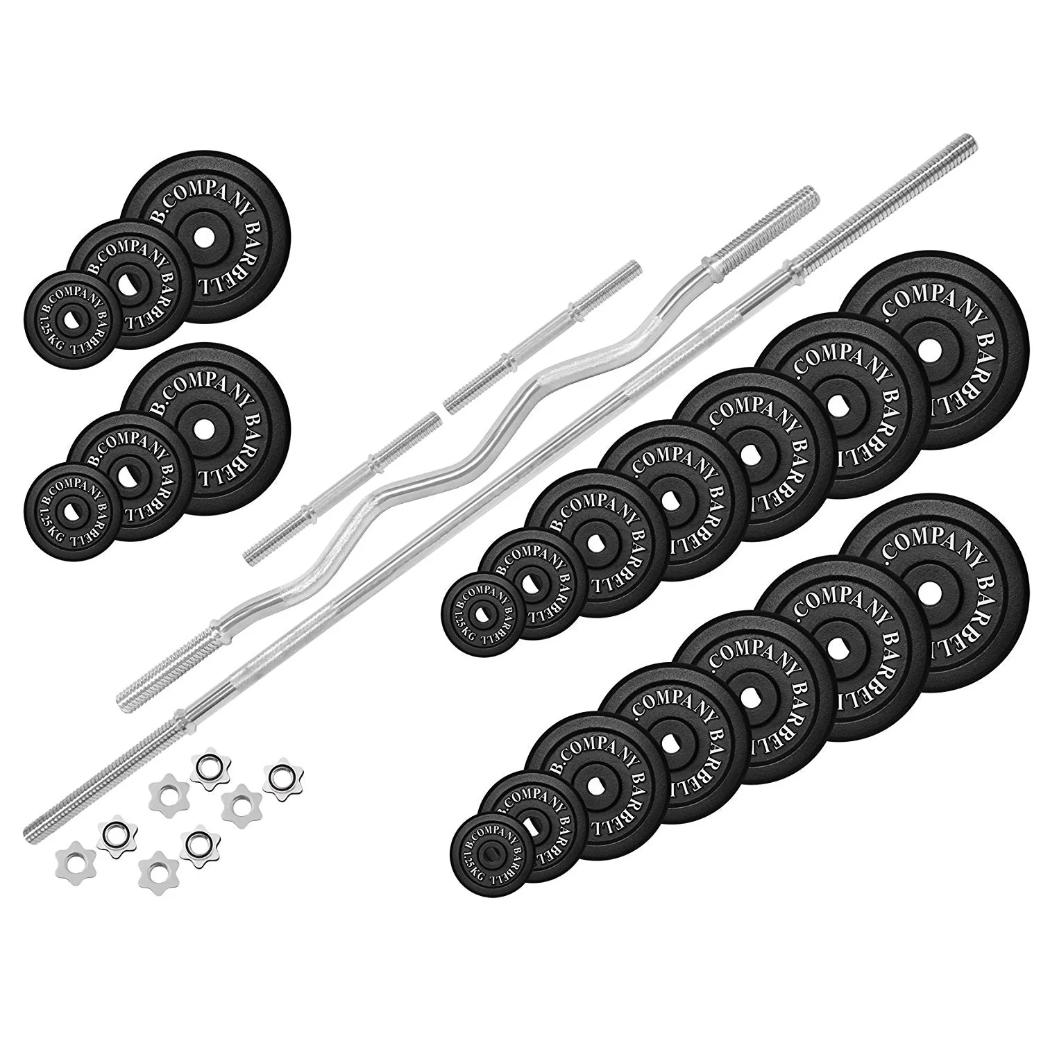 Guss Hantel-Set 195,5 Kg Langhantel SZ-Hantel Gewichte Curlstange - Image 2