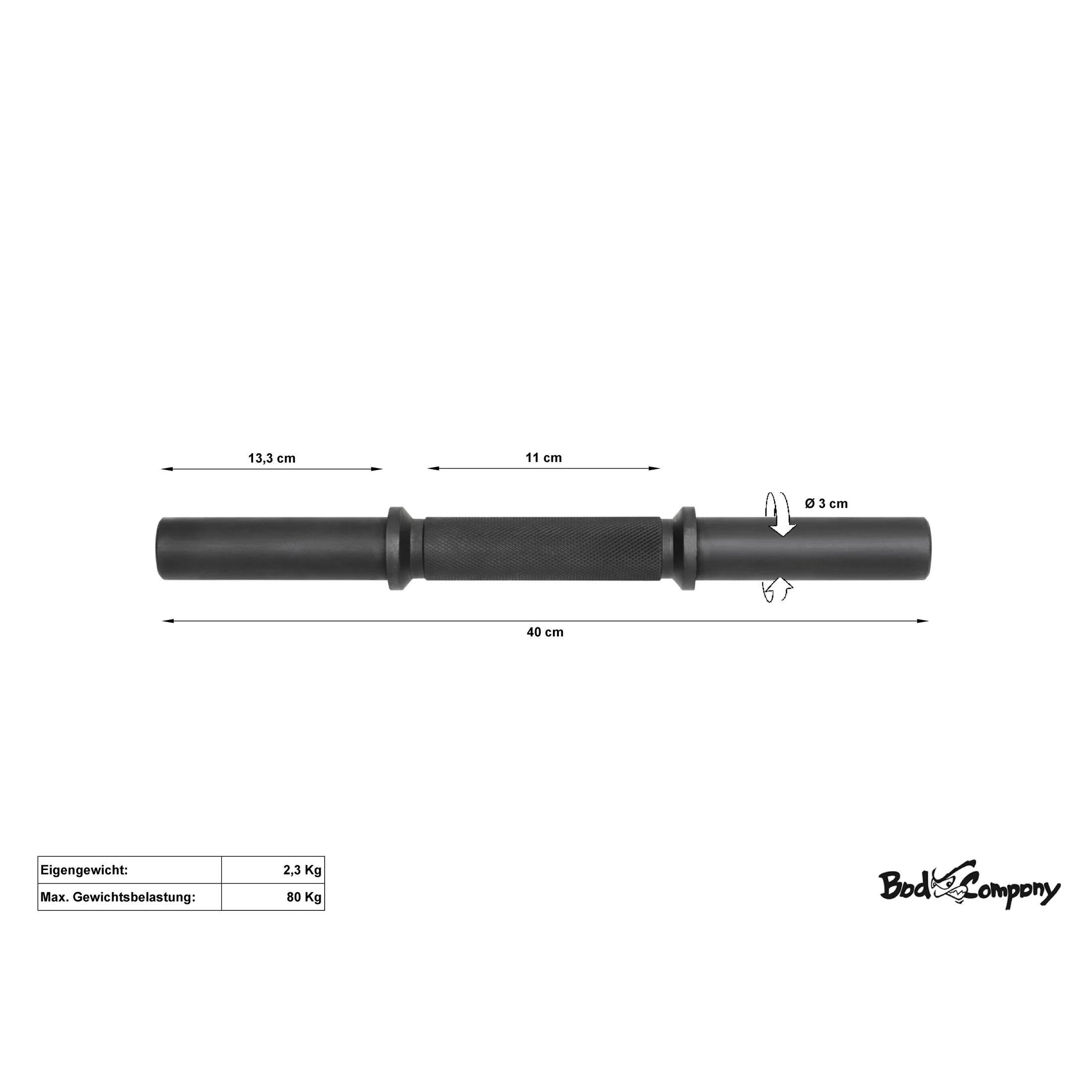 BLK Kurzhantelstange 40cm Kurzhantel Hantel Stange Hantelscheiben 30/31mm - Image 2