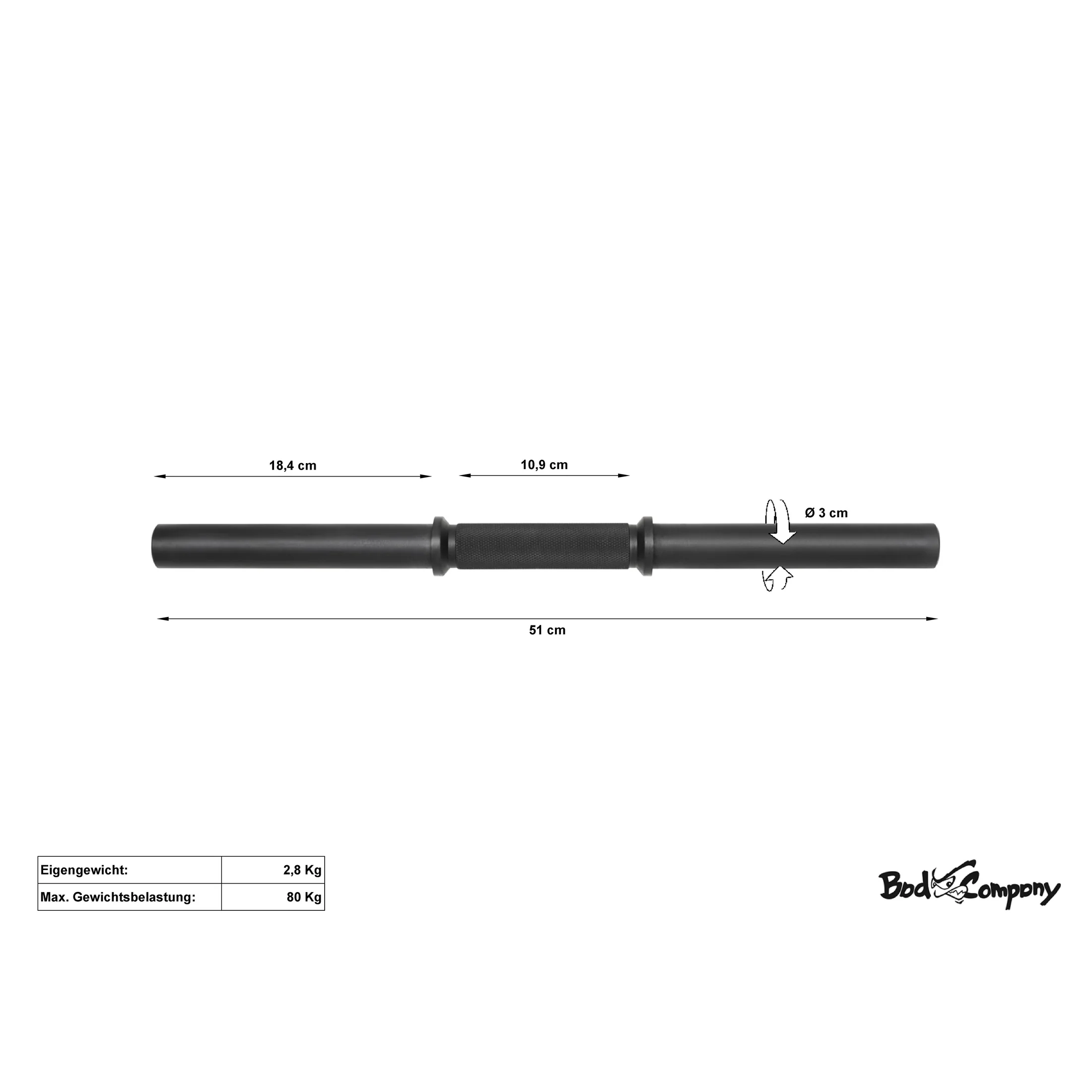BLK Kurzhantelstange 51cm Kurzhantel Hantel Stange Hantelscheiben 30/31mm - Image 2