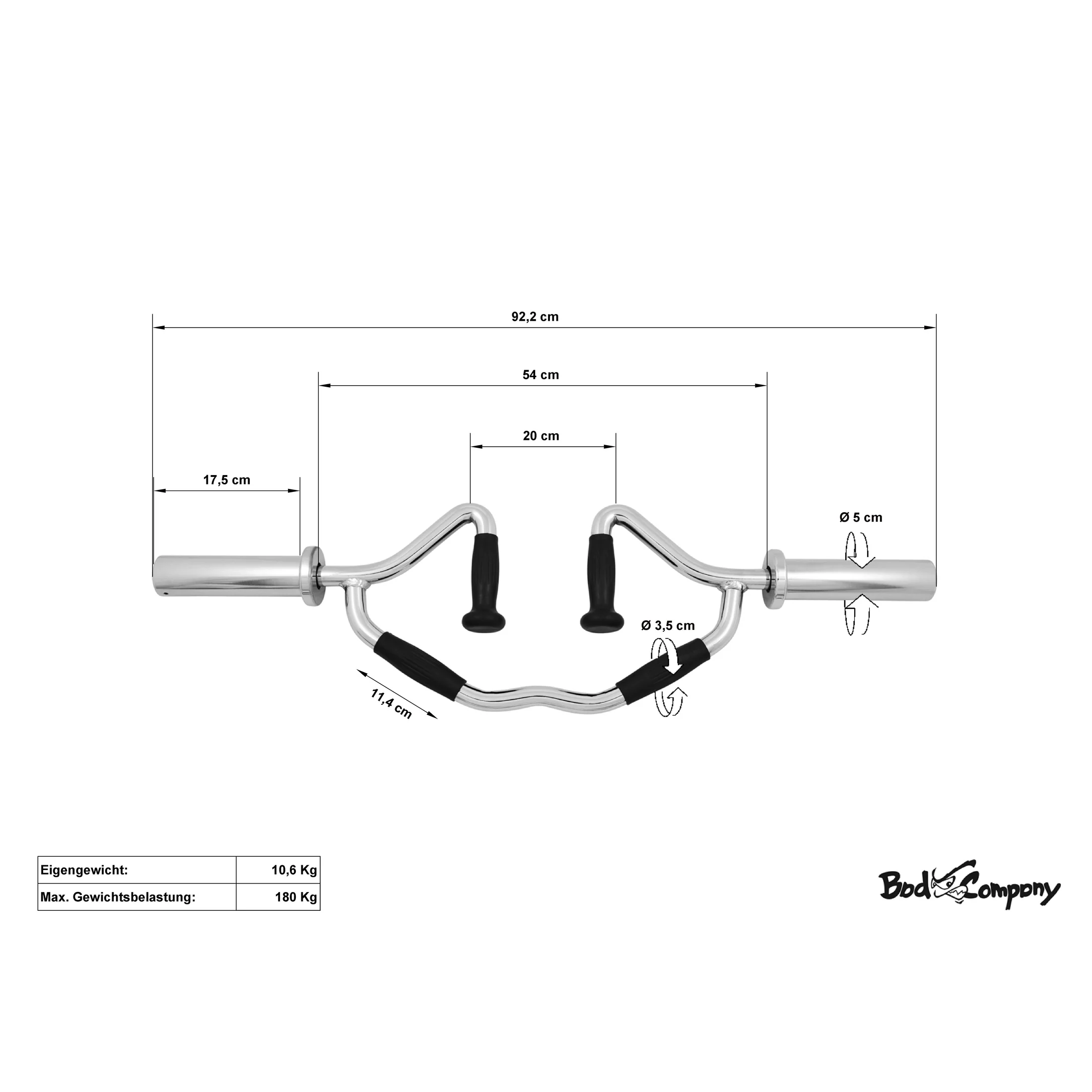 Olympia Tri-Trap Bar inkl. Federverschlüssen 50/51 mm l Spezielle Hantelstange für effektives Trizep - Image 4