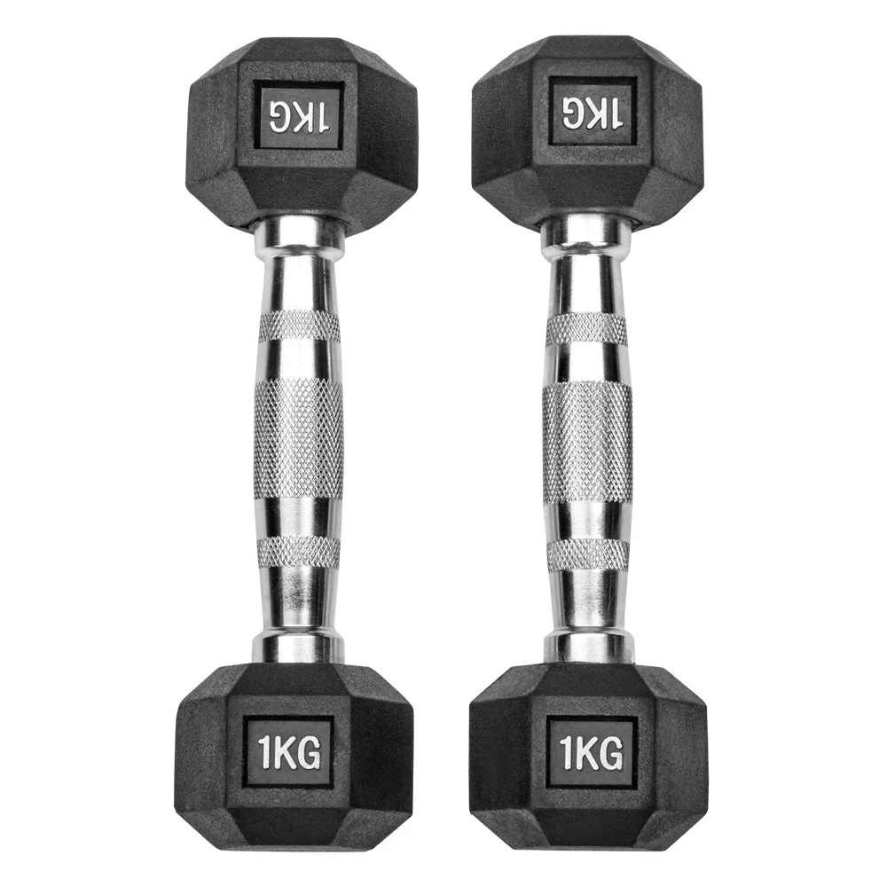 Gummierte Hexagon Hanteln mit verchromten Griffen - Image 12