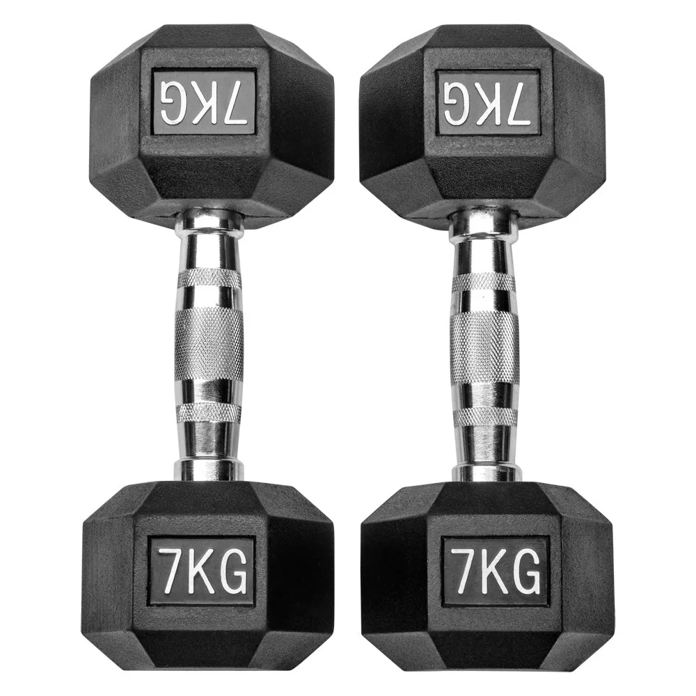 Gummierte Hexagon Hanteln mit verchromten Griffen - Image 16