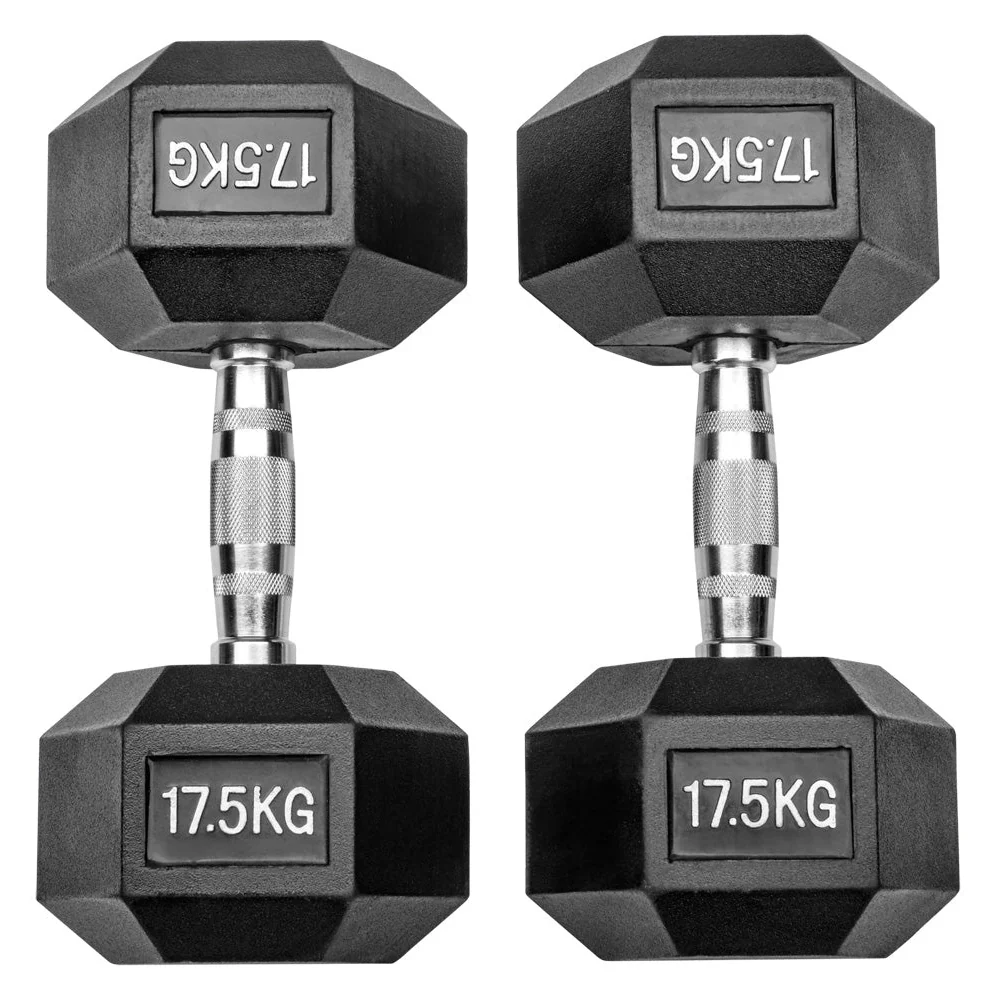 Gummierte Hexagon Hanteln mit verchromten Griffen - Image 33