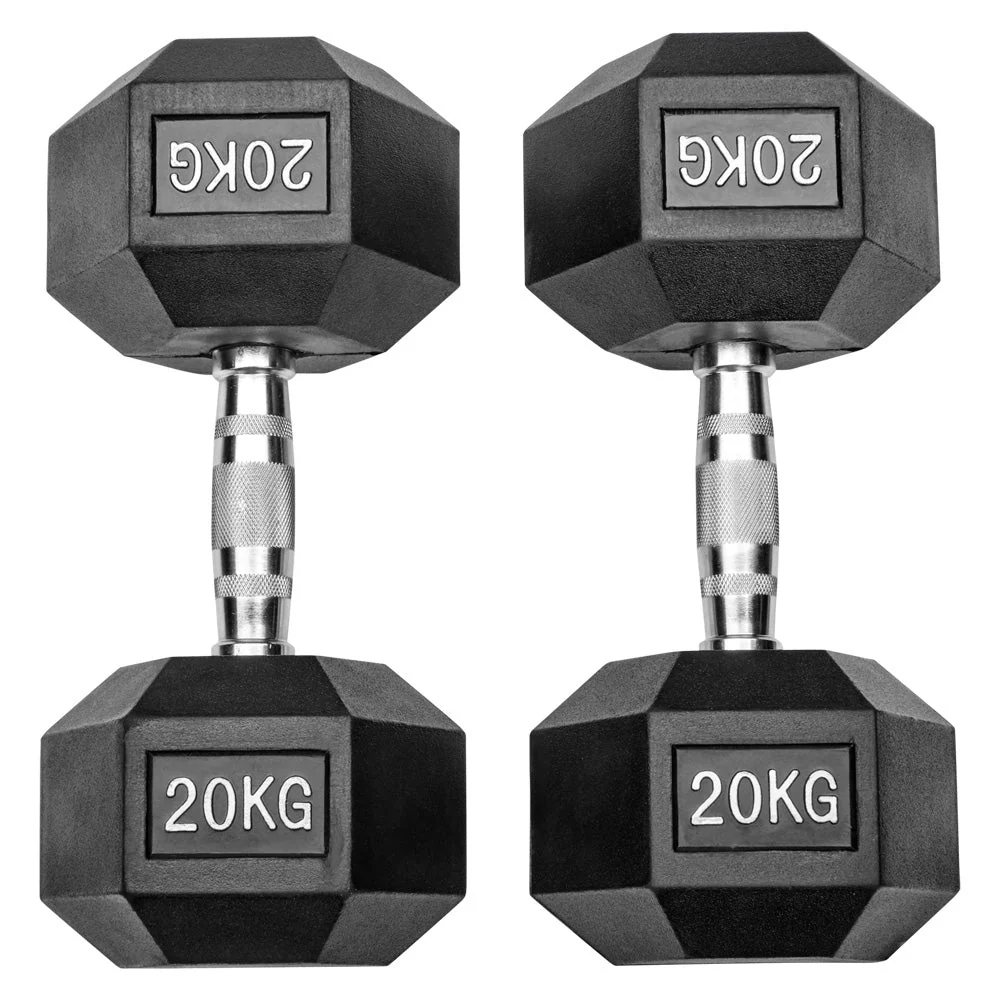Gummierte Hexagon Hanteln mit verchromten Griffen - Image 36