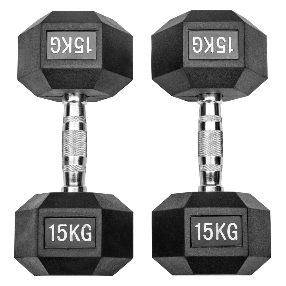Gummierte Hexagon Hanteln mit verchromten Griffen - Image 42