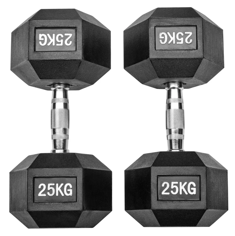 Gummierte Hexagon Hanteln mit verchromten Griffen - Image 43