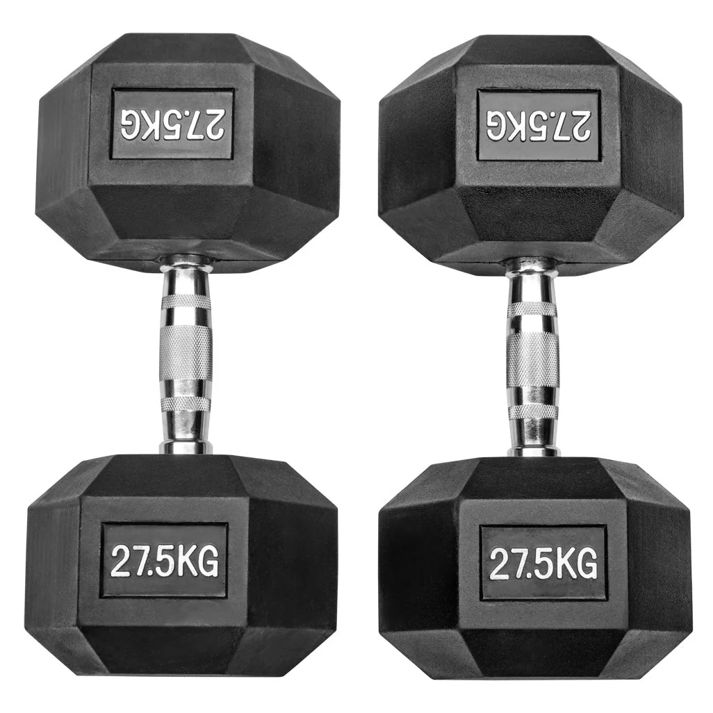 Gummierte Hexagon Hanteln mit verchromten Griffen - Image 46