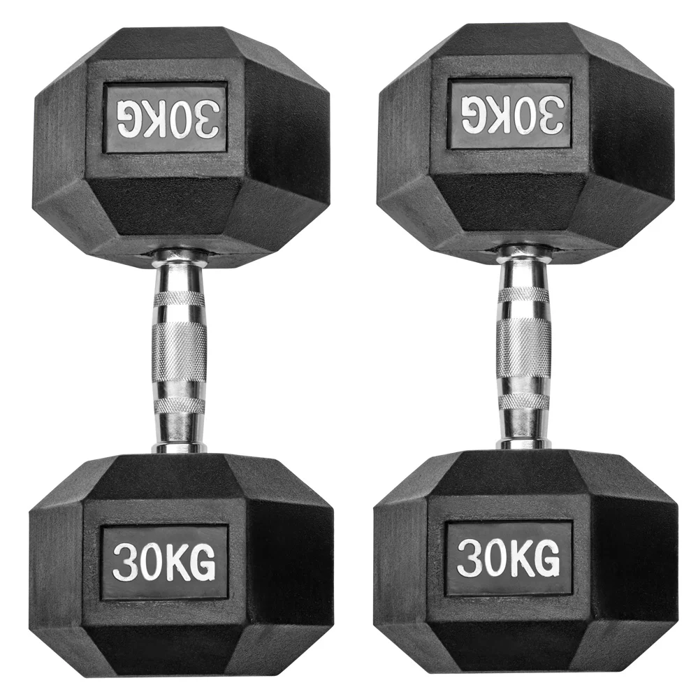 Gummierte Hexagon Hanteln mit verchromten Griffen - Image 49
