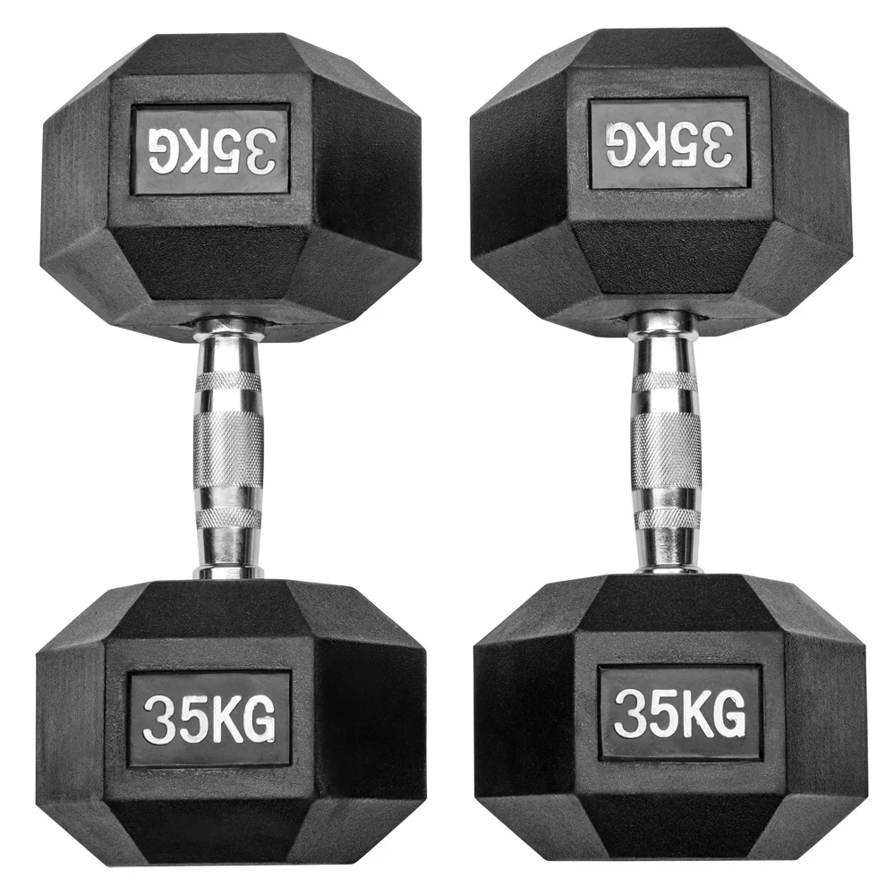 Gummierte Hexagon Hanteln mit verchromten Griffen - Image 56