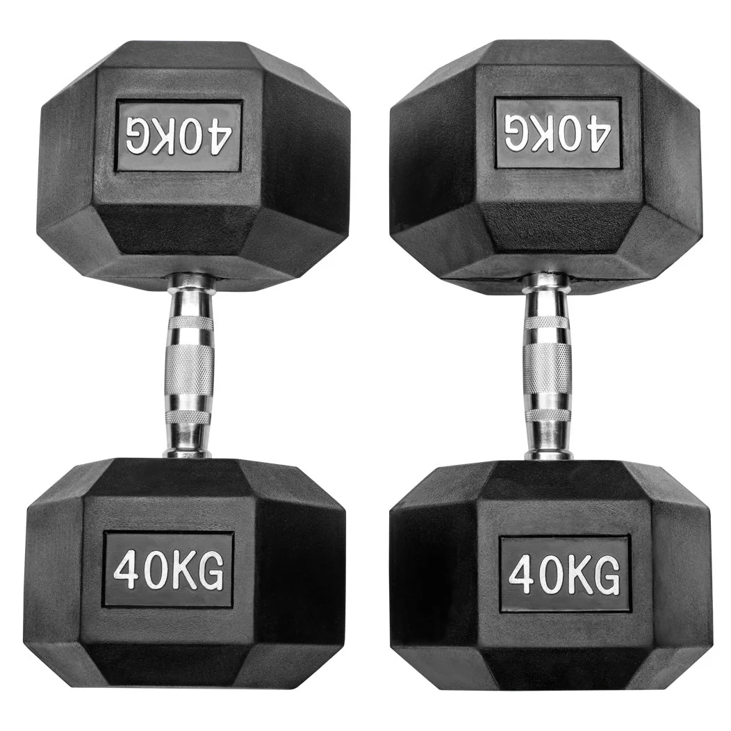 Gummierte Hexagon Hanteln mit verchromten Griffen - Image 62