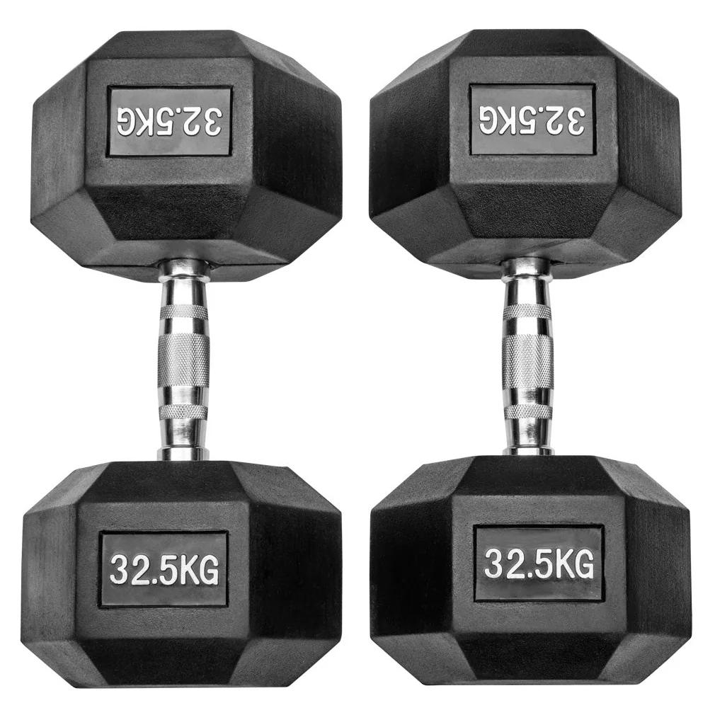 Gummierte Hexagon Hanteln mit verchromten Griffen - Image 65