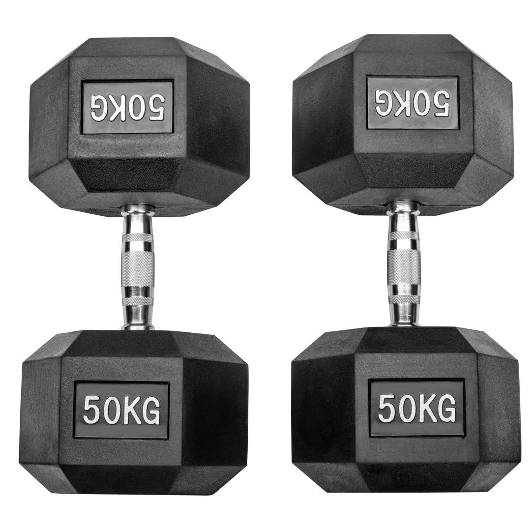 Gummierte Hexagon Hanteln mit verchromten Griffen - Image 73