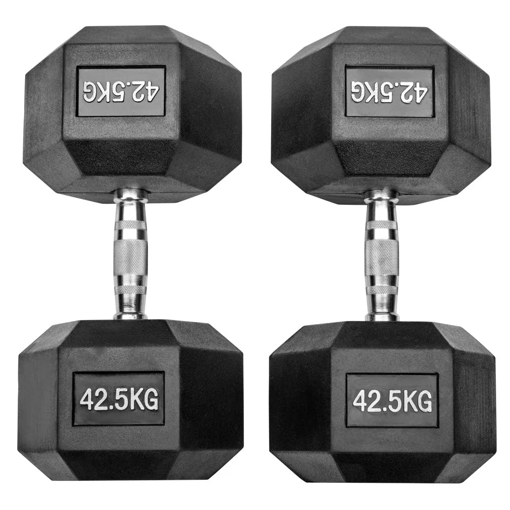 Gummierte Hexagon Hanteln mit verchromten Griffen - Image 76