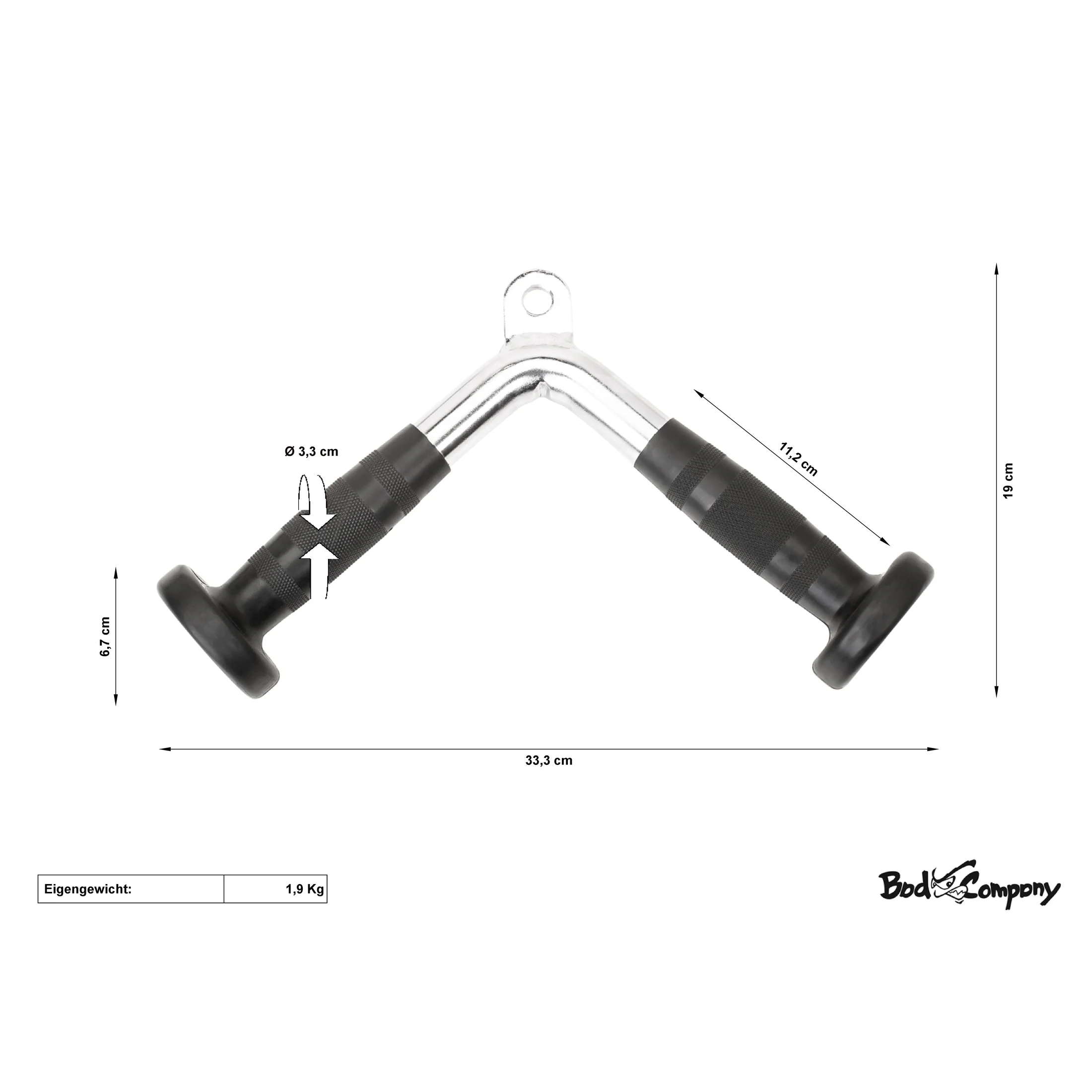 Trizep V-Griff schmal m. Gummi Hand-Grips - Image 2