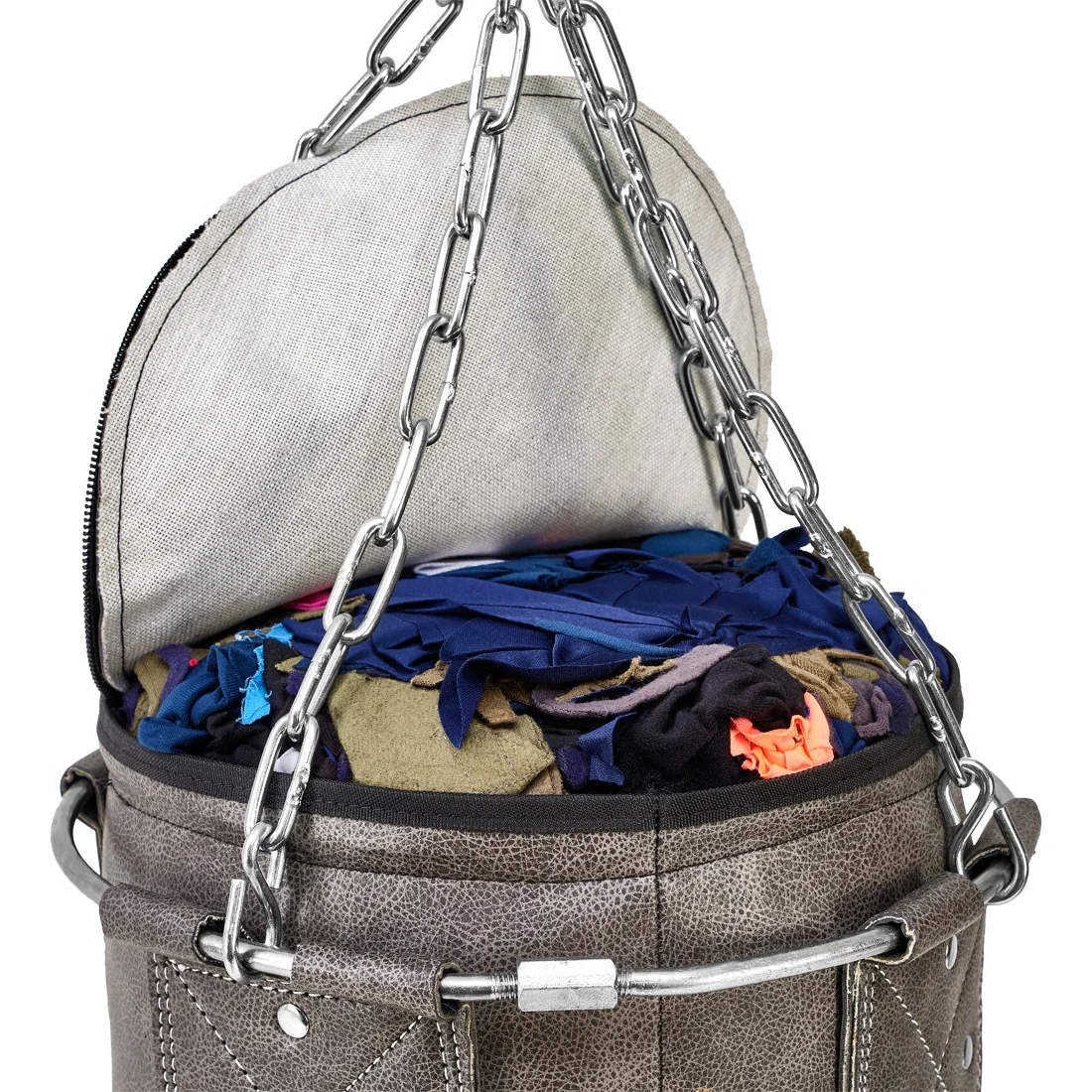 Vintage Boxsack Kunstleder mit Stahlkette und Metallring - Image 6